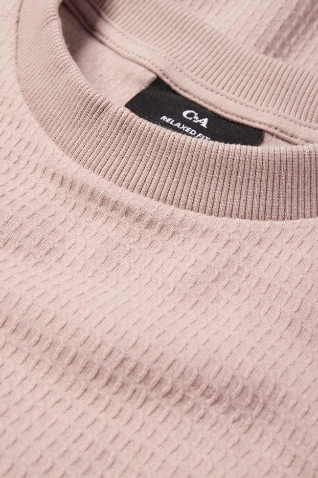 Hommes - T-shirt - relaxed fit - texturé - beige clair