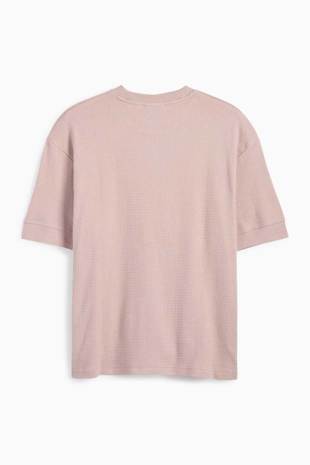 Hommes - T-shirt - relaxed fit - texturé - beige clair