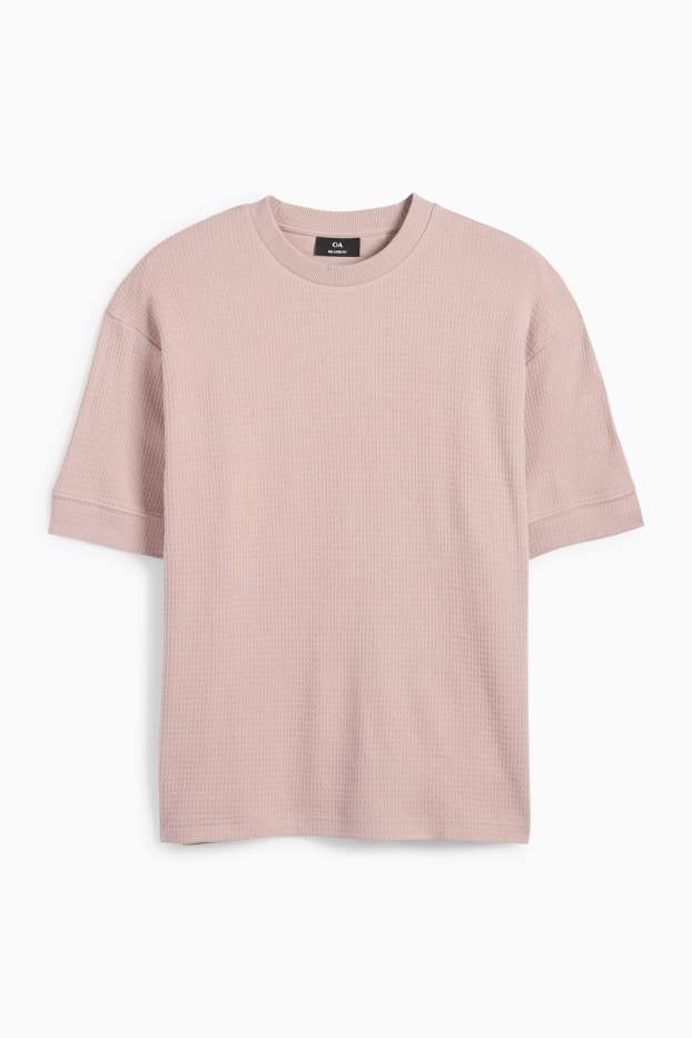 Hommes - T-shirt - relaxed fit - texturé - beige clair