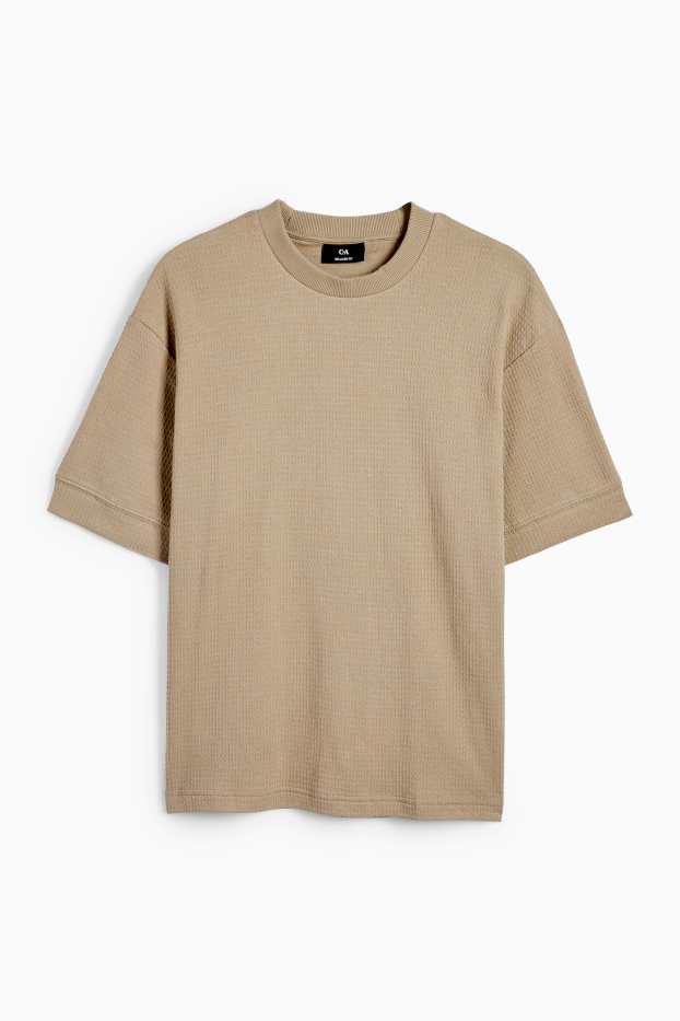 Uomo - T-shirt - relaxed fit - tessuto tramato - verde chiaro