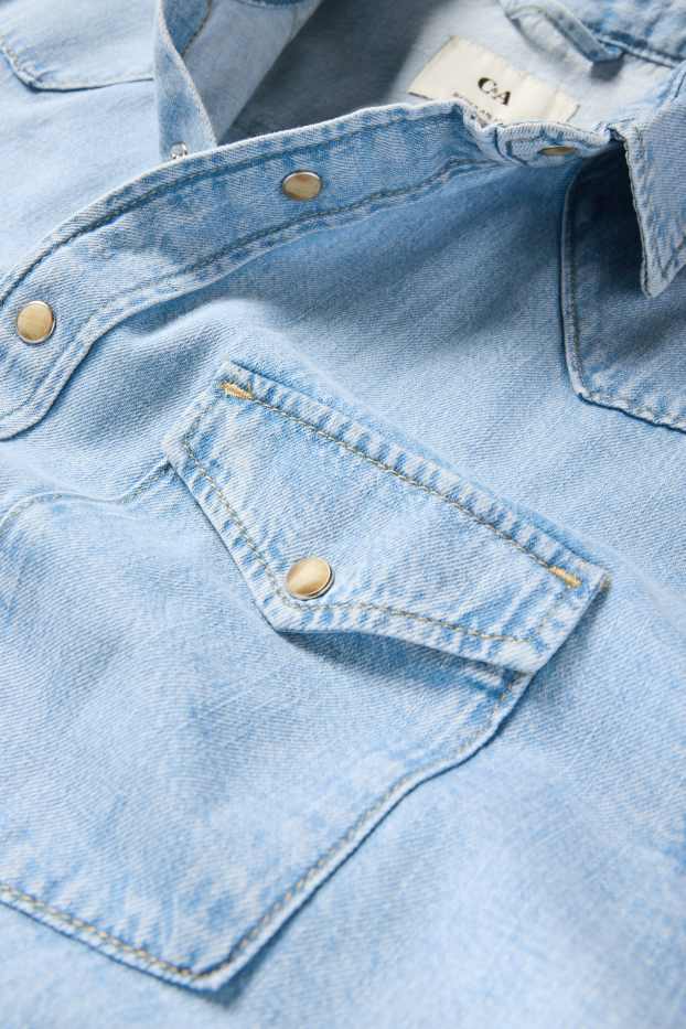 Bărbați - Cămașă din denim - regular fit - guler Kent - denim-albastru