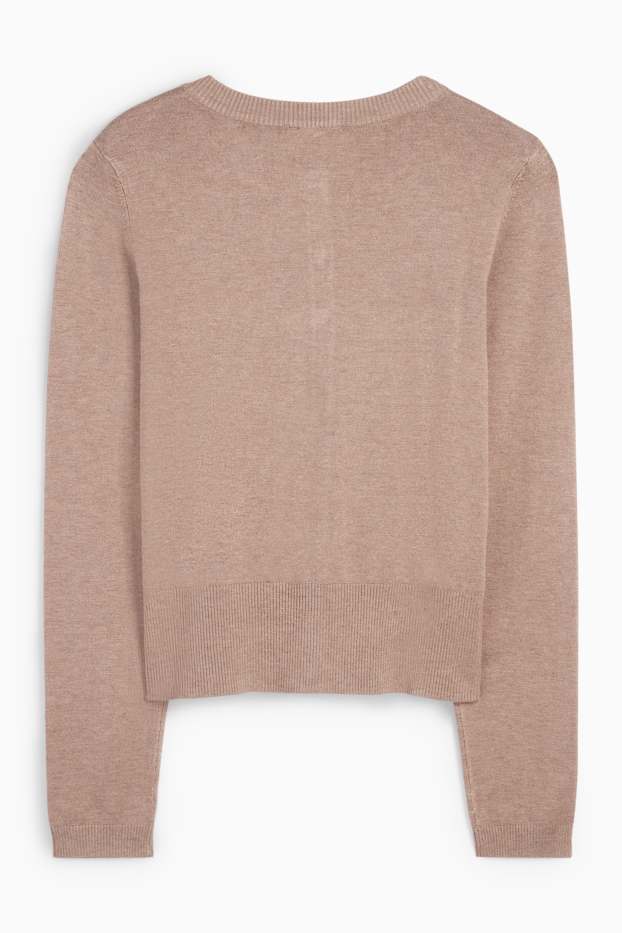 Femei - Cardigan tricotat - maro deschis
