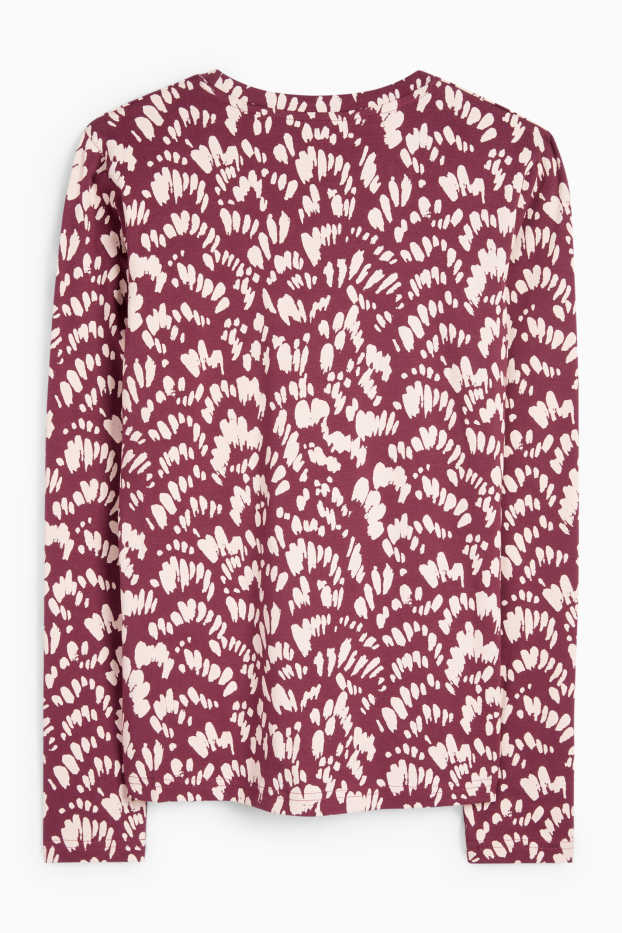 Femmes - Haut à manches longues - slim fit - à motif - rose foncé