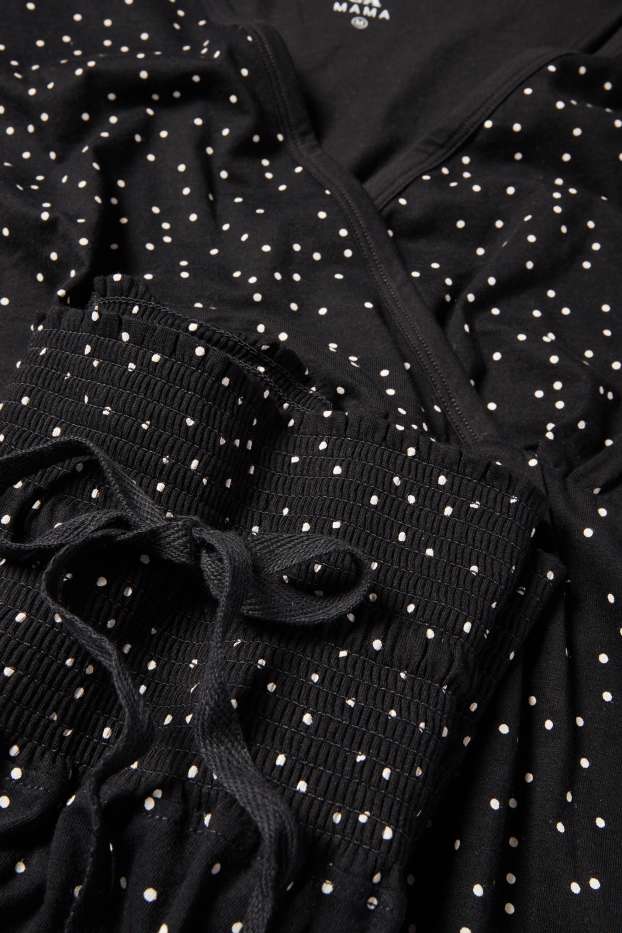 Femei - Pijama pentru alăptare - cu buline - negru