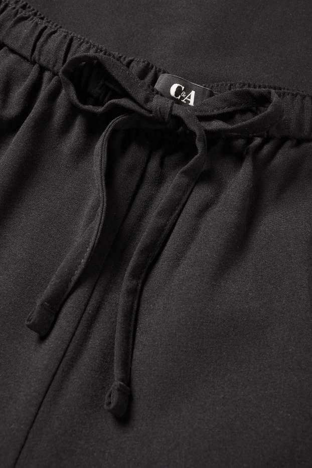 Femei - Pantaloni de stofă - talie medie - wide leg - negru