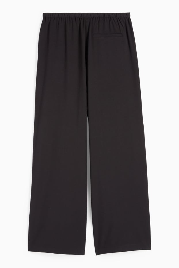 Femei - Pantaloni de stofă - talie medie - wide leg - negru