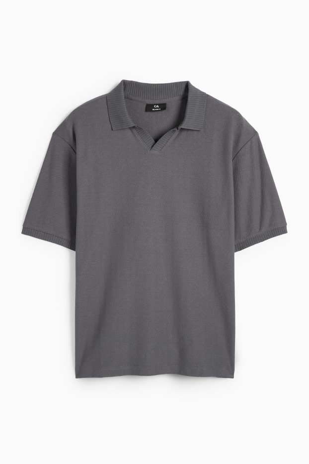 Bărbați - Tricou polo tricotat - regular fit - gri închis