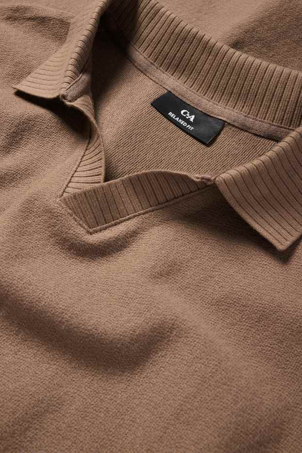 Bărbați - Tricou polo tricotat - regular fit - maro