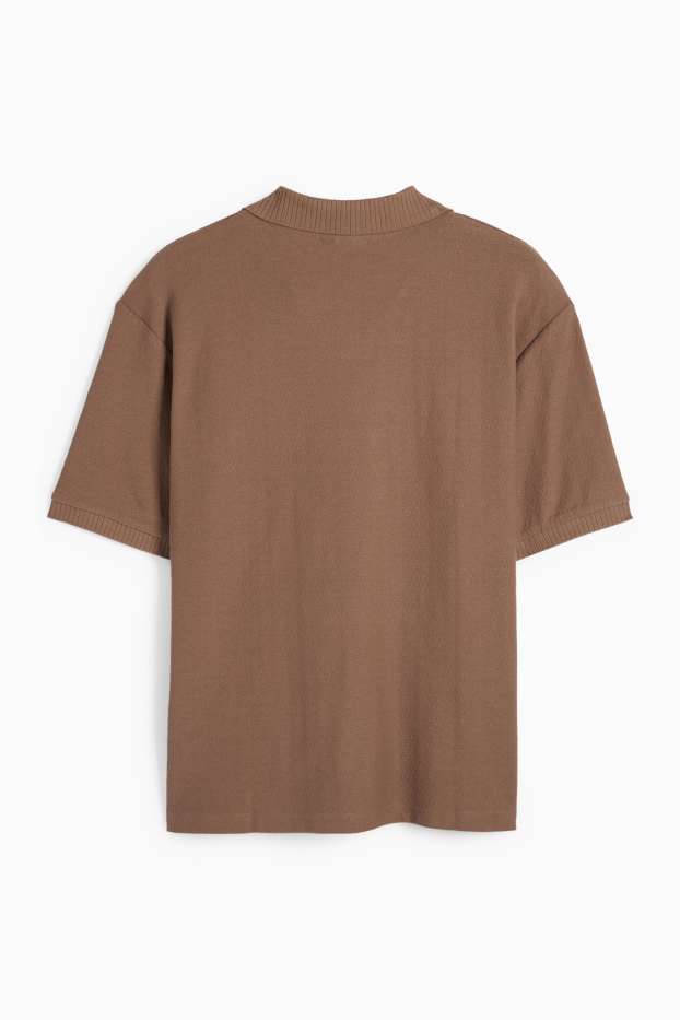 Bărbați - Tricou polo tricotat - regular fit - maro