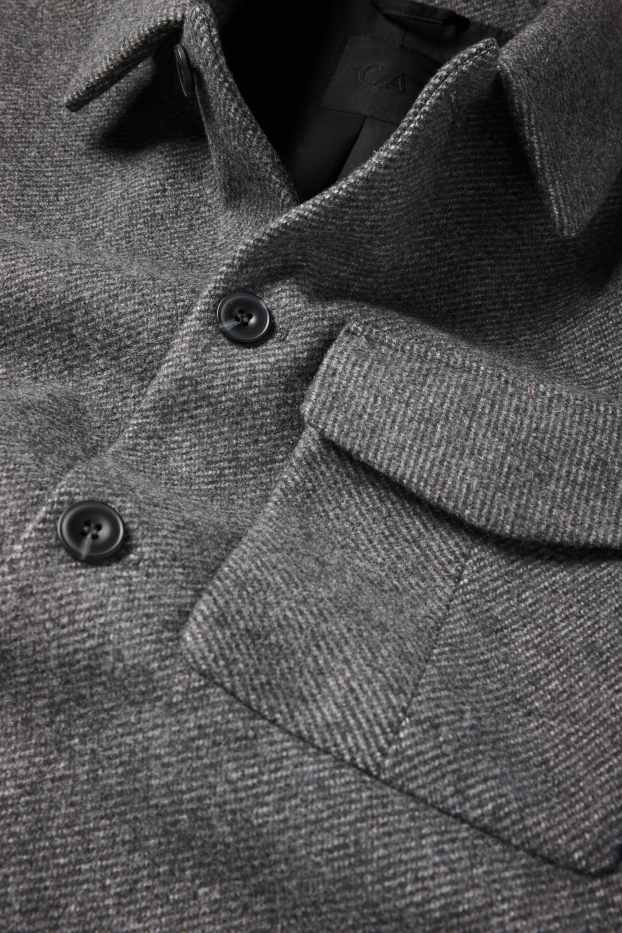 Men - Shirt jacket - regular fit - kent collar - patterned - dark gray