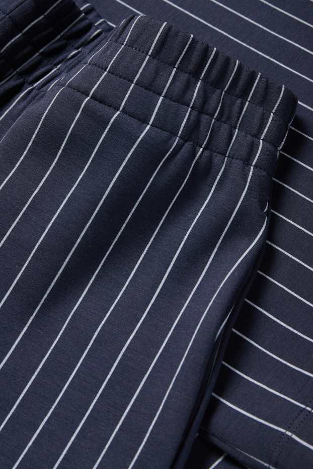 Femei - Pantaloni din jerseu - talie medie - straight fit - cu dungi - albastru închis