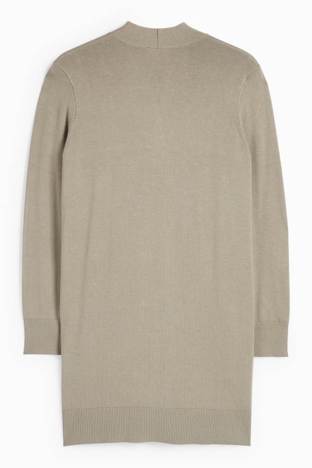Femei - Cardigan tricotat lung - kaki