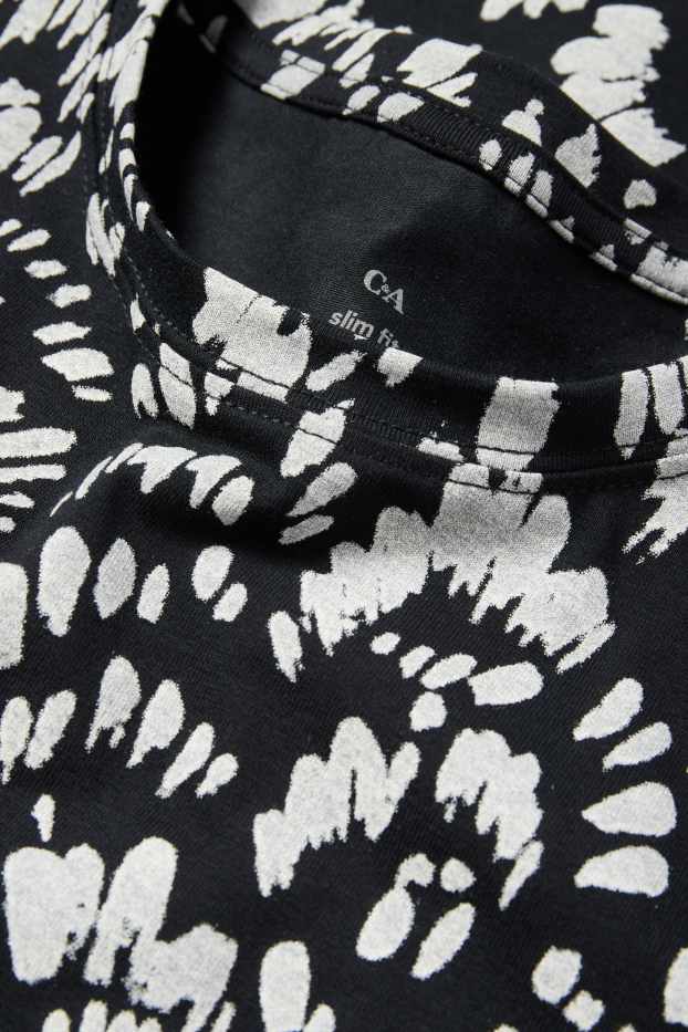 Femmes - Haut à manches longues - slim fit - à motif - noir / blanc
