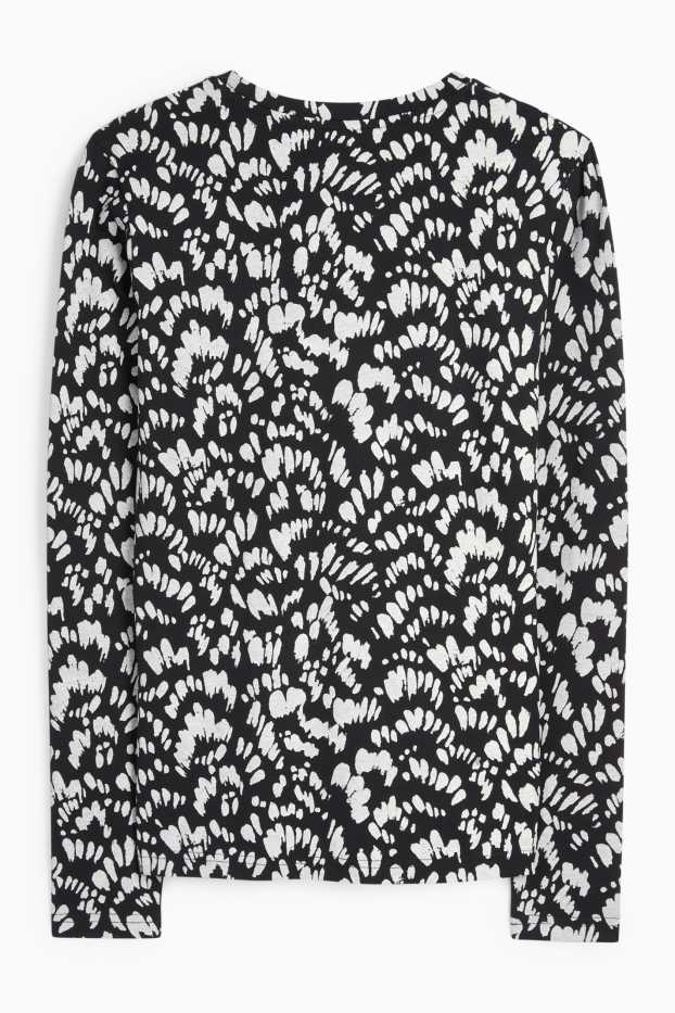 Femmes - Haut à manches longues - slim fit - à motif - noir / blanc