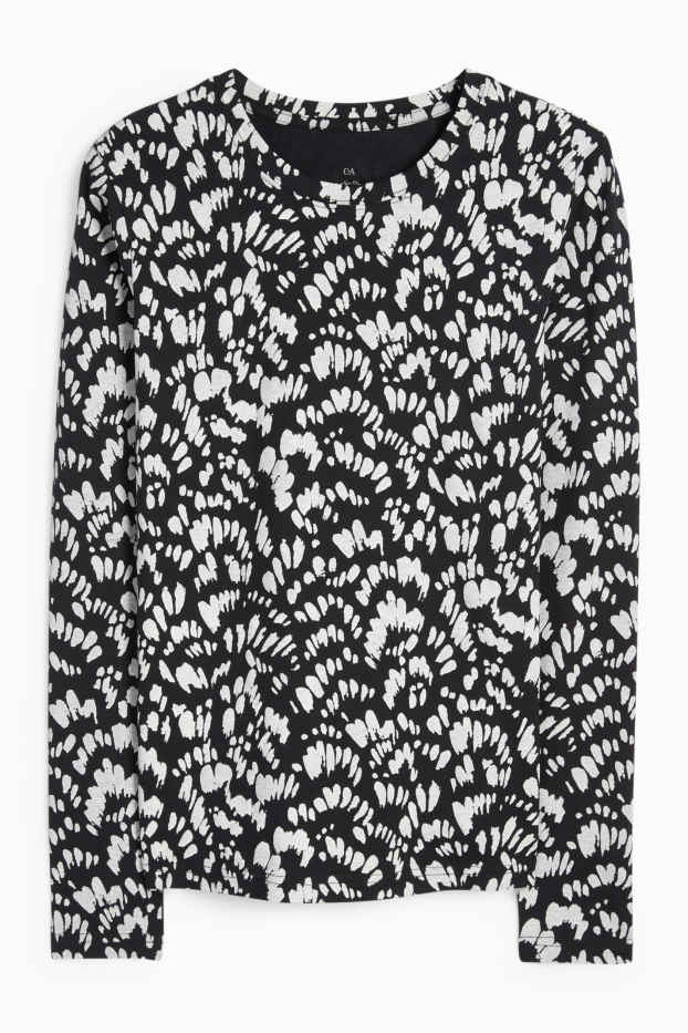 Femmes - Haut à manches longues - slim fit - à motif - noir / blanc