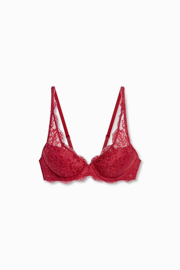 Women - Underwire bra - PLUNGE - padded - dark red