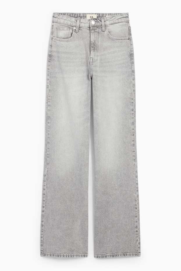 Femei - Wide leg jeans - talie înaltă - denim-gri deschis