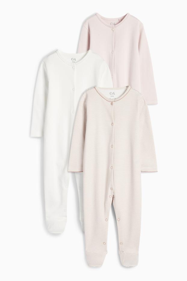 Bebeluși - fete - Multipack 3 buc. - pijama salopetă bebeluși - roz