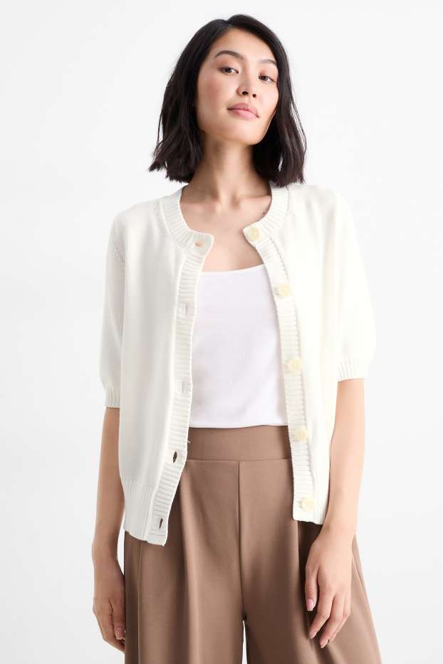 Femei - Cardigan tricotat - alb