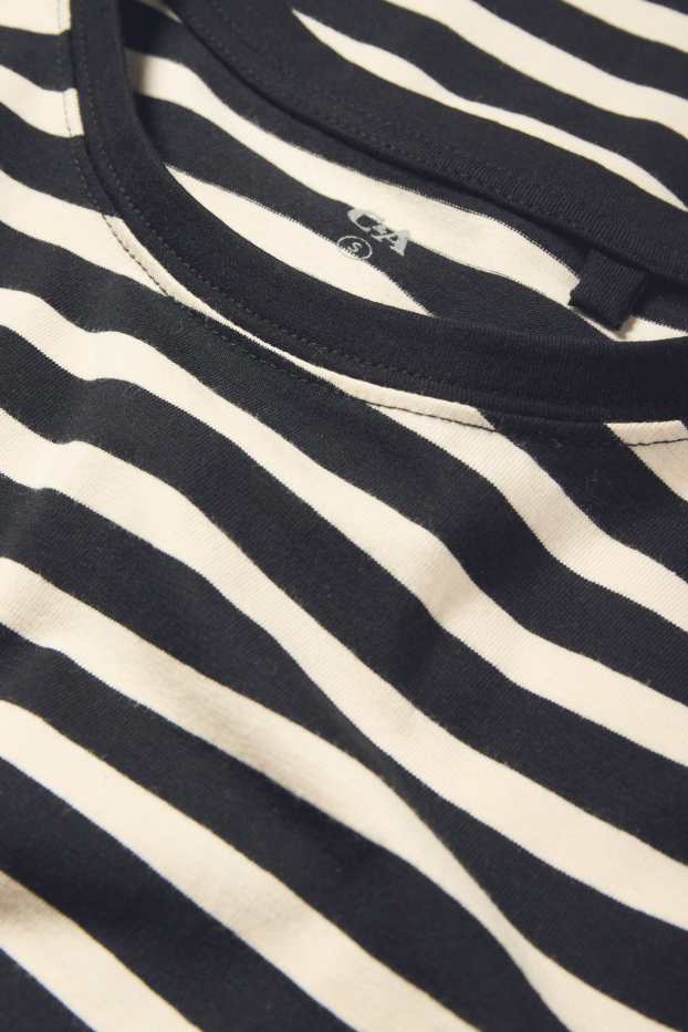 Damen - Langarmshirt - gestreift - schwarz / beige