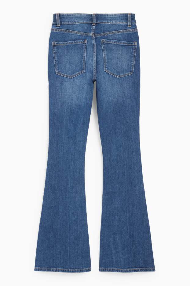 Femei - Flared jeans - talie medie - denim-albastru