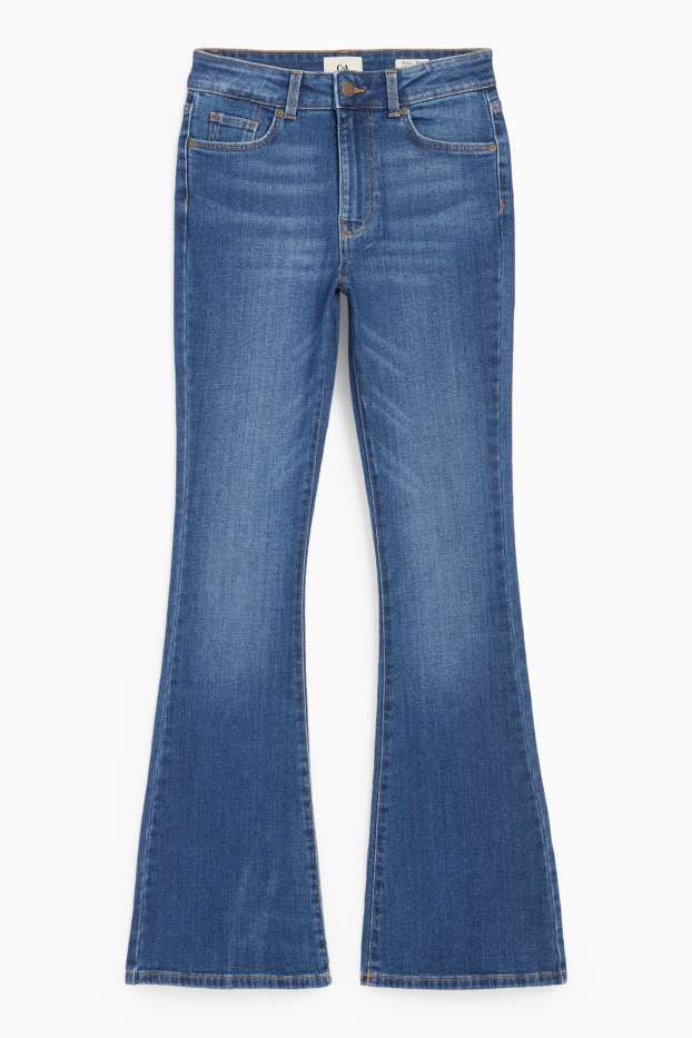 Femei - Flared jeans - talie medie - denim-albastru