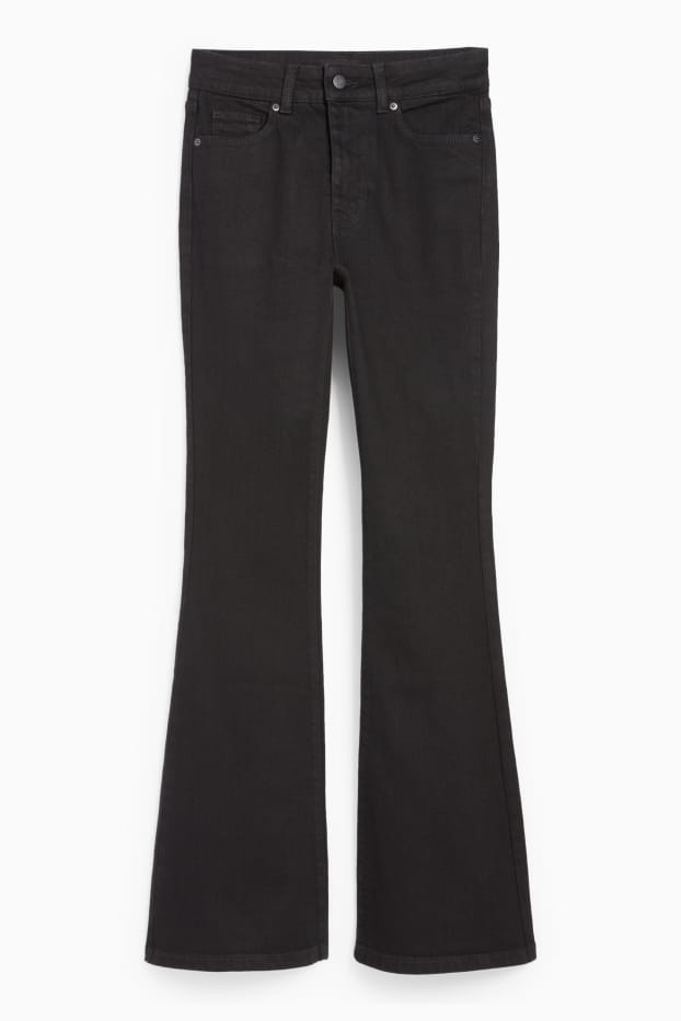 Femei - Flared jeans - talie medie - denim-gri închis