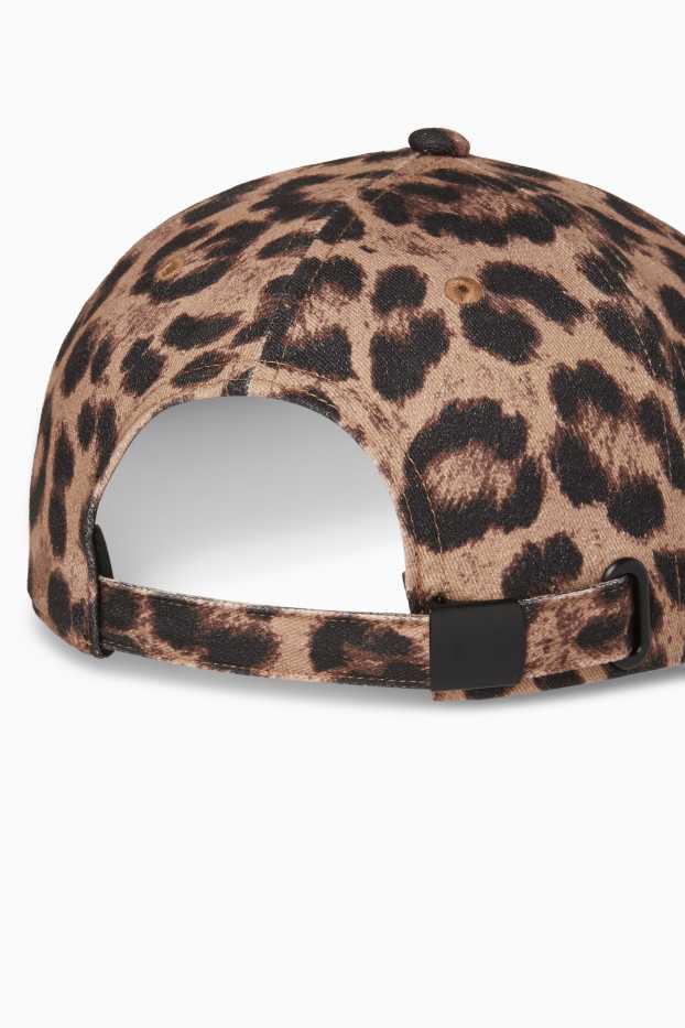 Femei - Șapcă - imprimeu de leopard - maro
