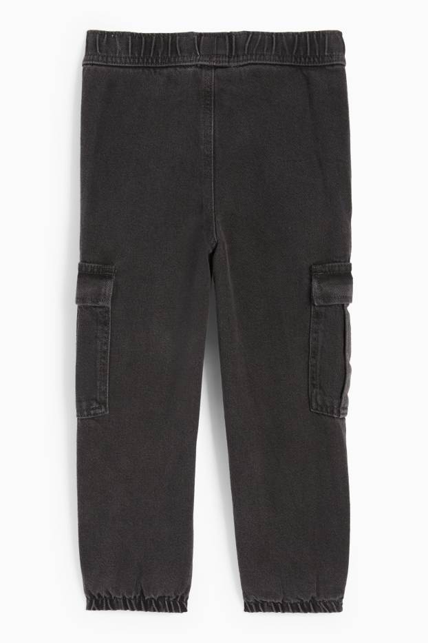 Copii - Băieți - Cargo jeans termoizolanți - negru