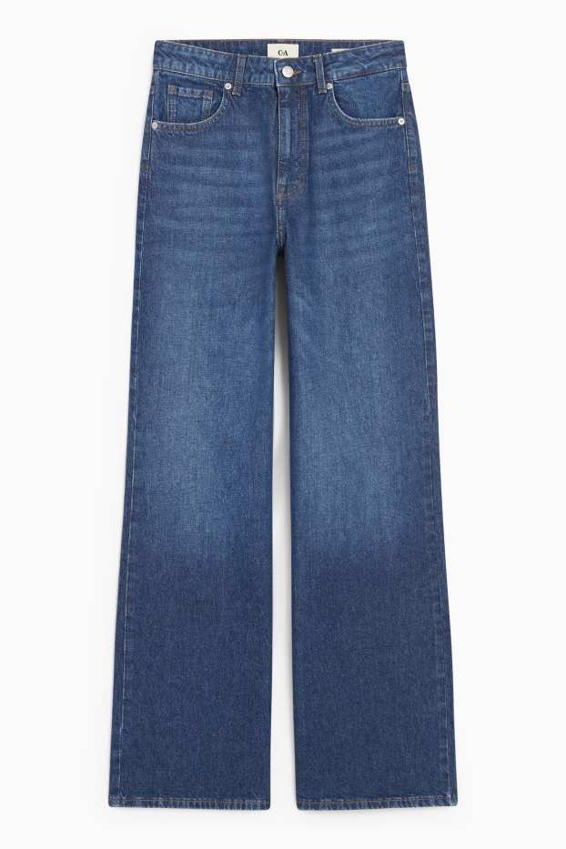 Femei - Wide leg jeans - talie înaltă - denim-albastru