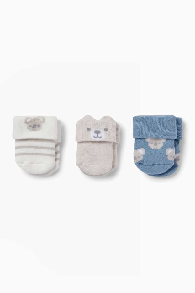 Bebeluși - băieți - Multipack 3 perechi - koala - șosete nou-născuți cu motive - albastru