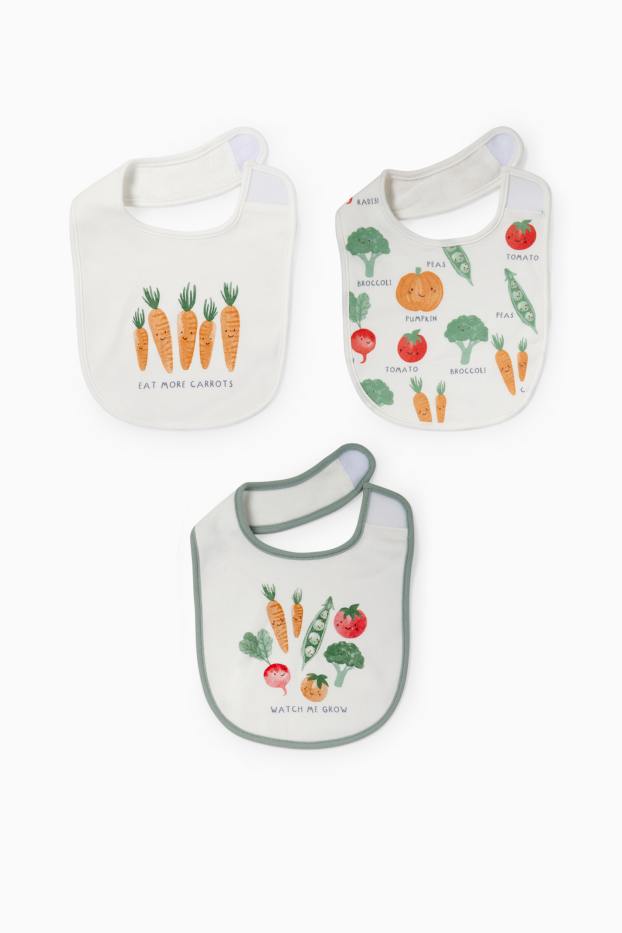 Bebeluși - fete - Multipack 3 buc. - legume - bavete bebeluși - alb