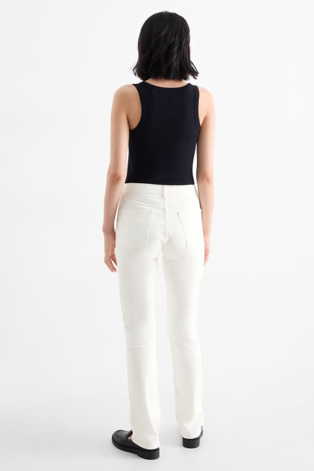 Femei - Vintage straight jeans - talie medie - LYCRA® - alb