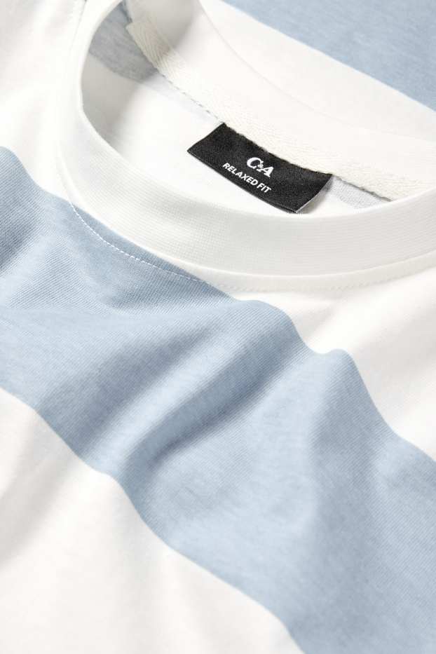 Bărbați - Tricou - relaxed fit - cu dungi - alb / albastru