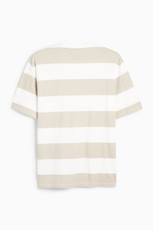 Bărbați - Tricou - relaxed fit - cu dungi - alb / bej