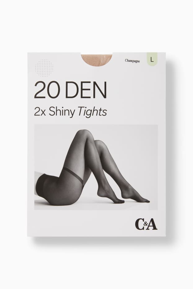 Femei - Multipack 2 perechi - dresuri - LYCRA® - 20 DEN - șampanie