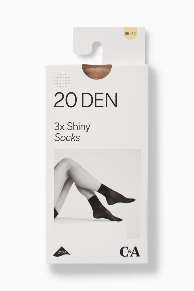 Femei - Multipack 3 perechi - șosete fine - LYCRA® - 20 DEN - Pudră