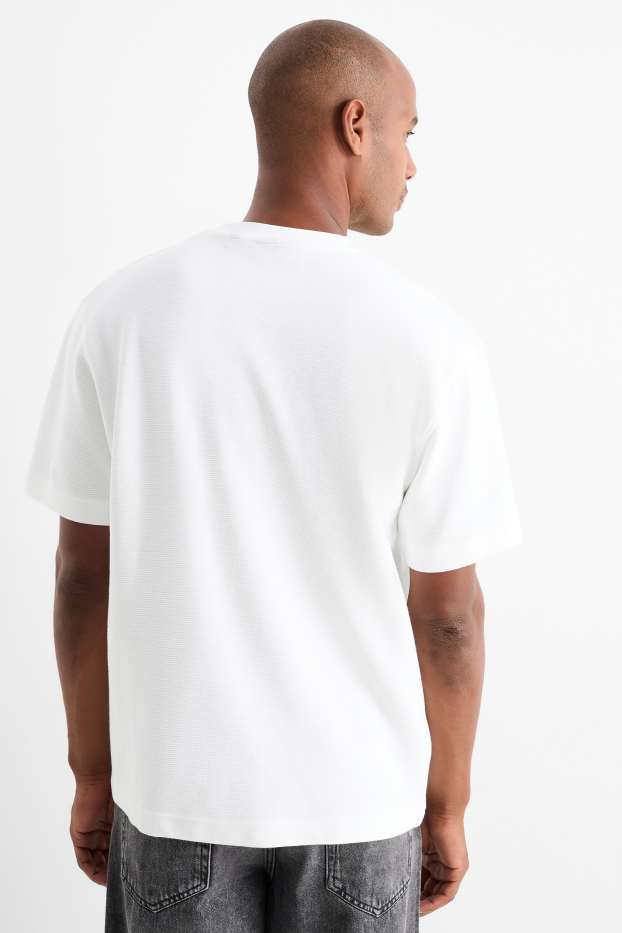 Bărbați - Tricou - relaxed fit - reiat - alb