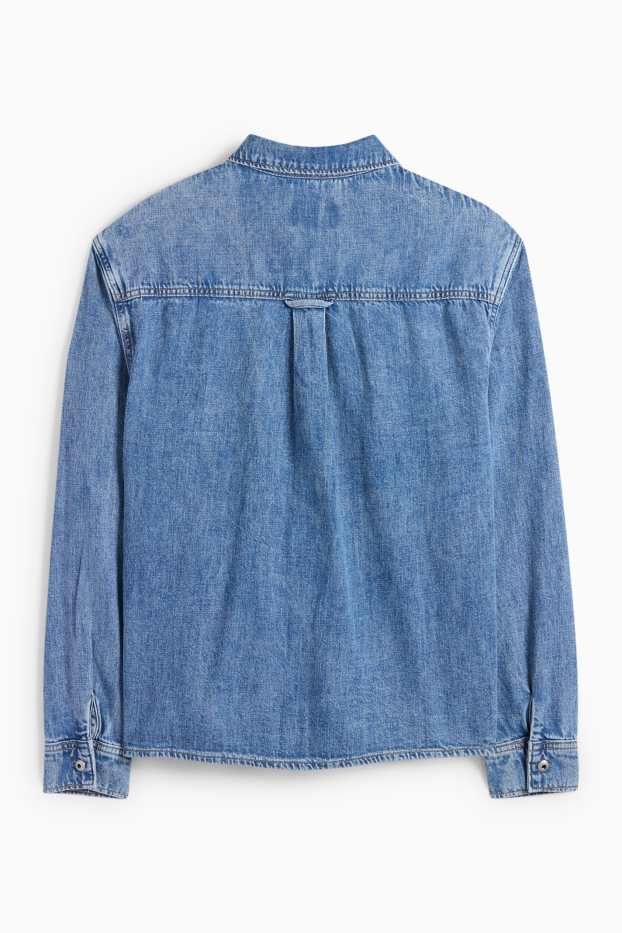 Bărbați - Cămașă din denim - relaxed fit - guler Kent - denim-albastru