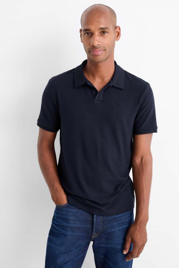 Bărbați - Tricou polo - regular fit - structurat - albastru închis