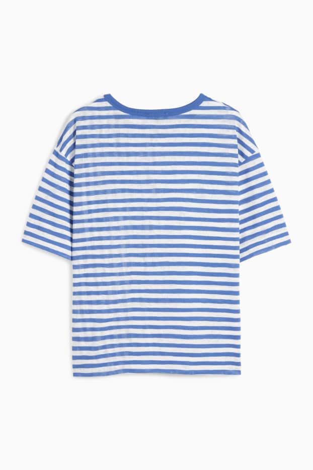 Femei - Tricou - regular fit - cu dungi - albastru / alb