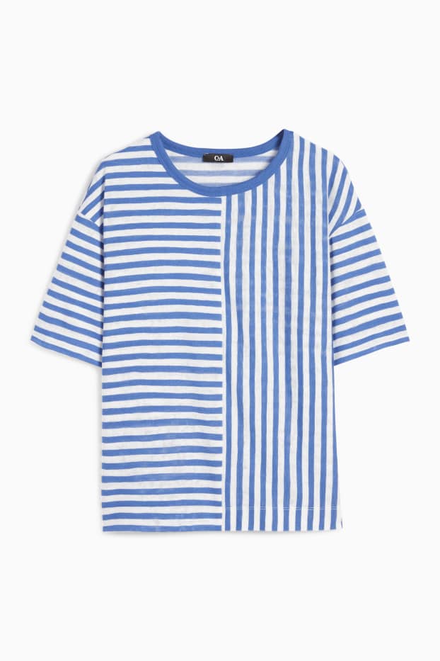 Femei - Tricou - regular fit - cu dungi - albastru / alb