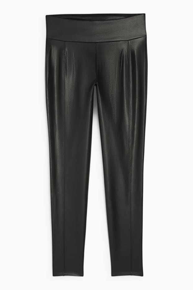 Women - Leggings - faux leather - black