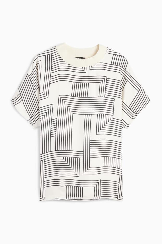 Femei - Tricou - relaxed fit - cu model - alb-crem