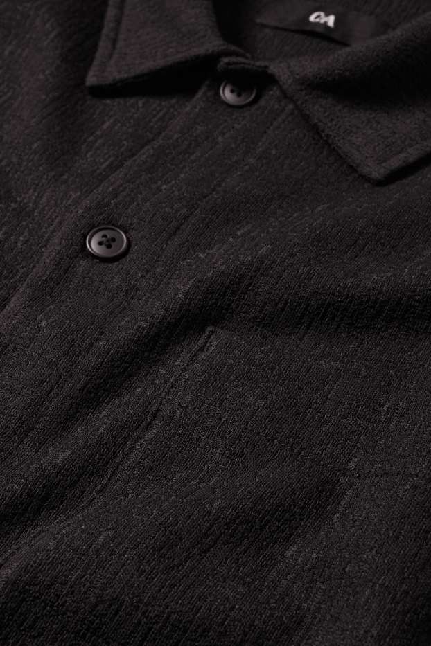 Bărbați - Cămașă - regular fit - guler Kent - structurată - negru