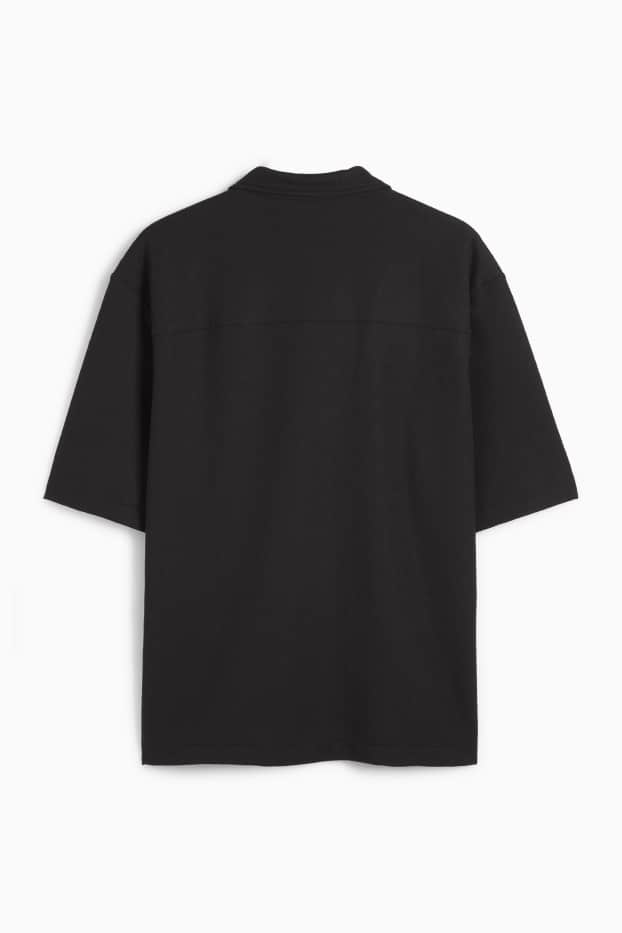 Bărbați - Cămașă - regular fit - guler Kent - structurată - negru