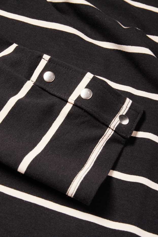 Femei - Tricou cu mânecă lungă - cu dungi - negru / alb
