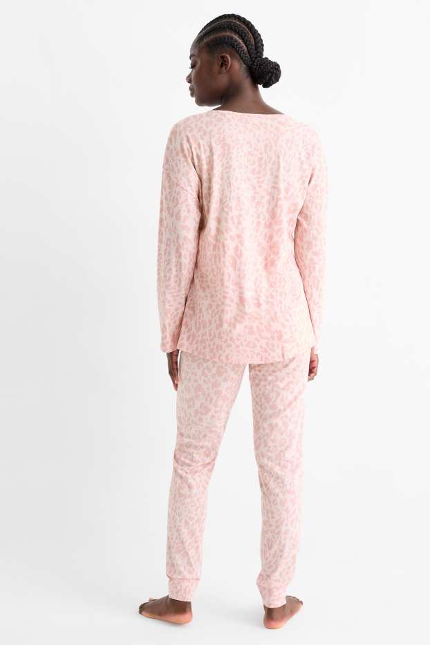 Femei - Pijama pentru alăptare - imprimeu de leopard - roz