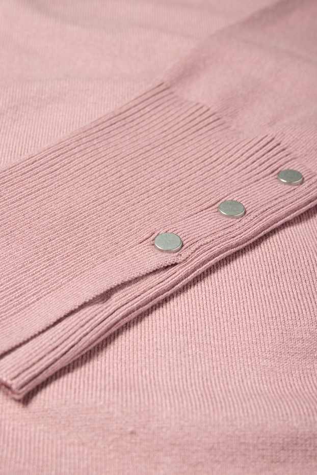 Femei - Pulover din tricot fin - roz închis