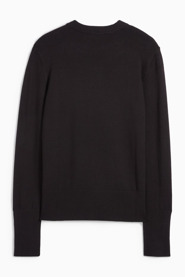 Femei - Pulover din tricot fin - negru